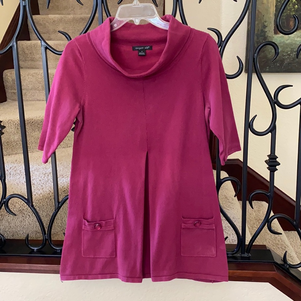 August Silk Cowl mulberry knit top